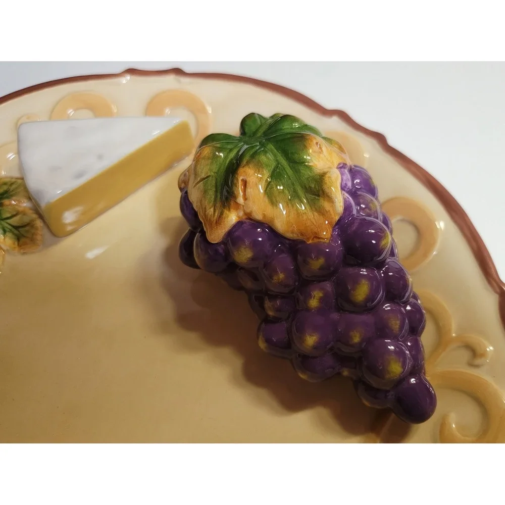 Vintage Trompe Oil Grapes &‎ Cheese Plate Style Eyes Baum Bros